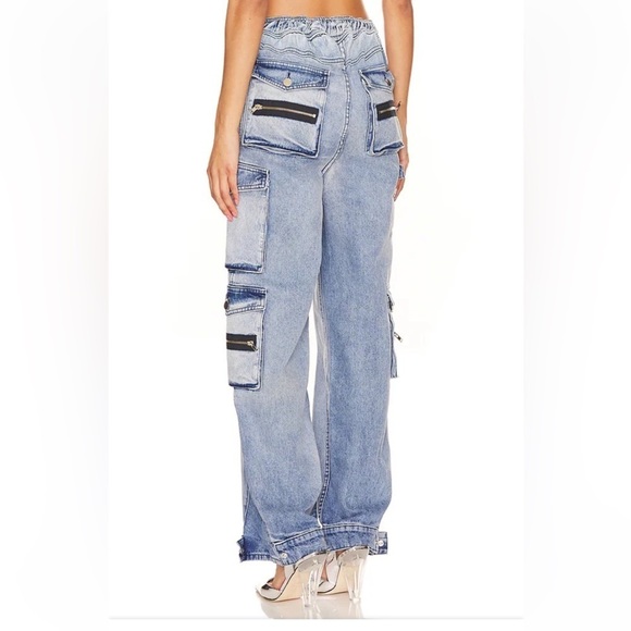 NEW! REVOLVE x EB Denim Cargo Pants in Rain Wash 👖 Medium NWT! - Picture 3 of 15